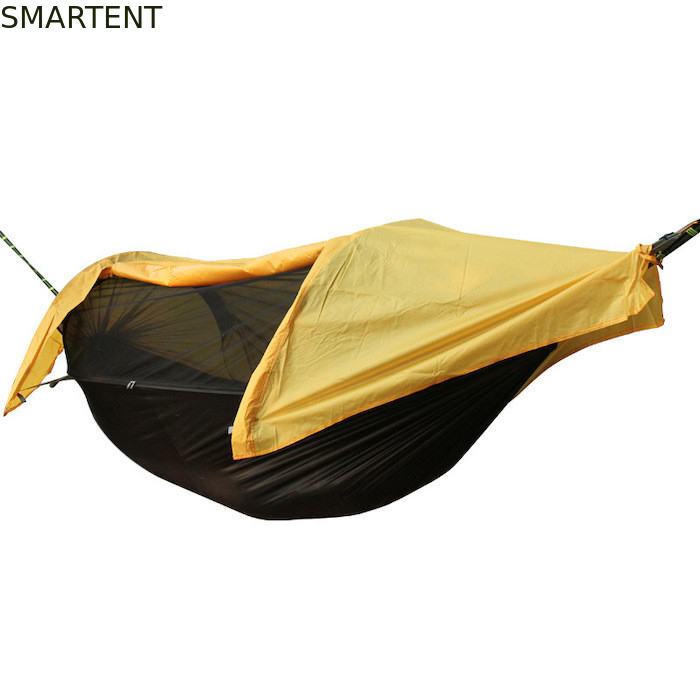 270*140CM 야외 노란색 방수 210T 폴리에스터 휴대용 캠핑 텐트 70D 리프 스톱 나일론 모기 넷 망원경 2인 1 협력 업체