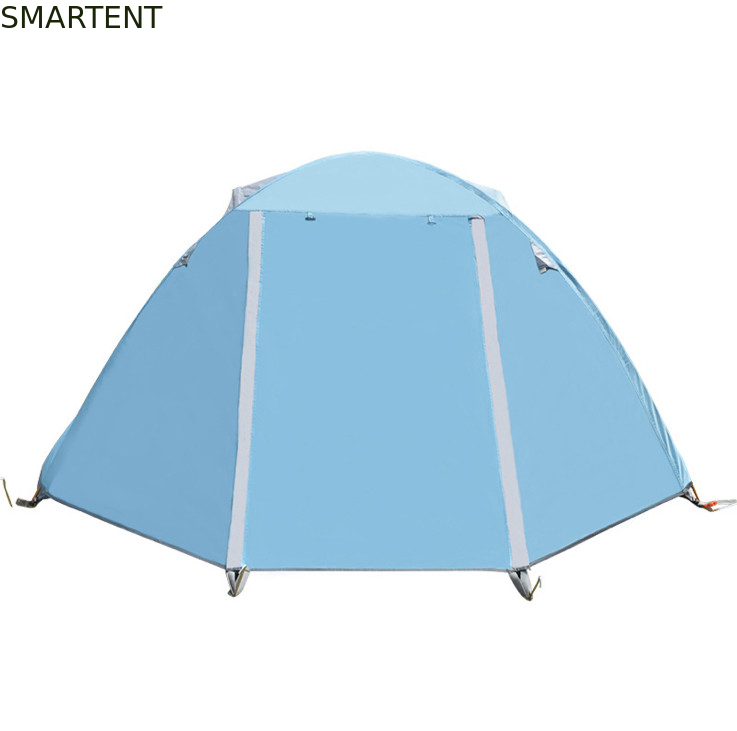 PU2000mm 바람과 비 증명 야외 야영은 190T 폴리에스테르 블루를 텐트로 덮습니다 협력 업체