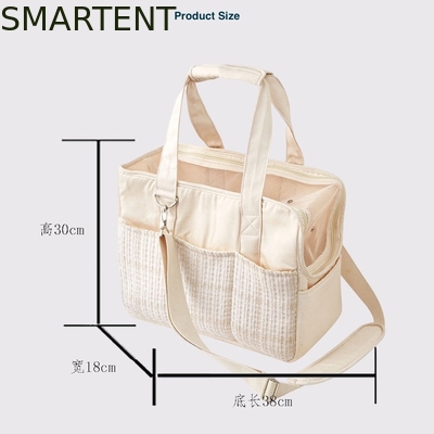38*18*30CM 베이지색 캔버스 키티 여행용 행백, 사랑스러운 애완동물 용품, 부드러운 천 컬렉션 숄더백 협력 업체
